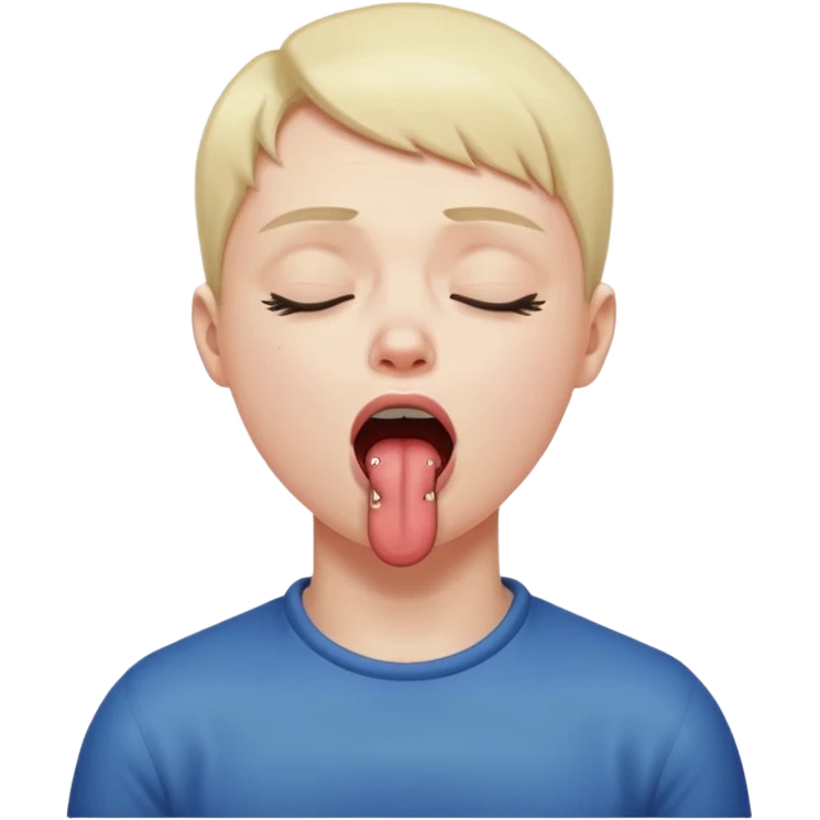 Choking itself while eyes are closed sticking tongue out emoji