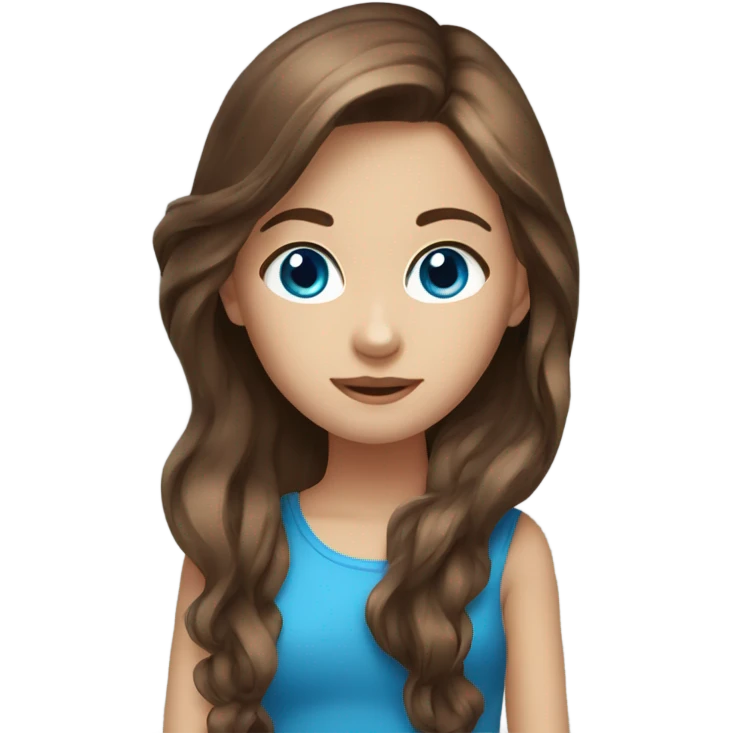 Long brown hair blue eyes girl emoji