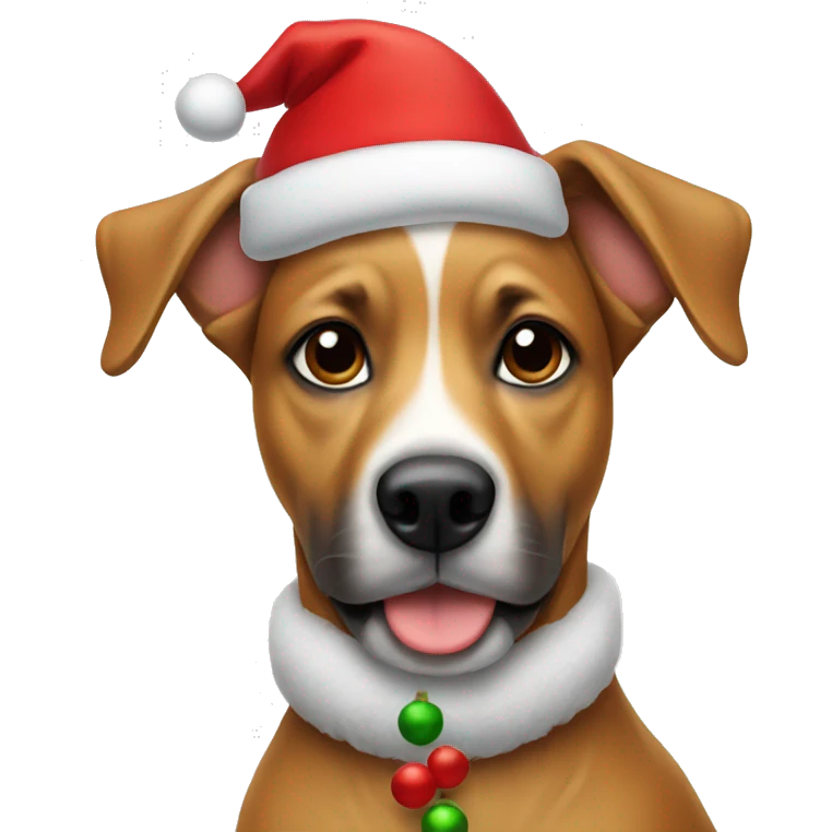 Dog wearing a Christmas hat emoji