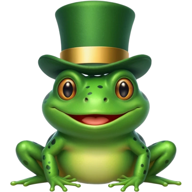 Frog in Green Top Hat – cheerful frog with shiny emerald top hat. emoji