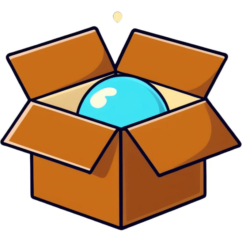 emoji of sleeping box, box is brown colored, open and empty, with a tiny Zzz bubble emoji