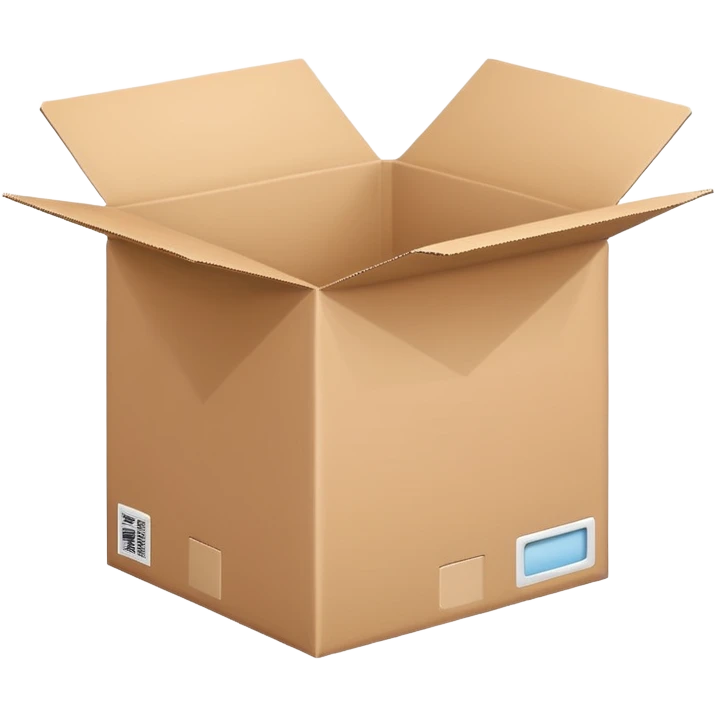 Generate a realistic emoji-style icon of the an open package which is empty and air is coming out of it. Out of the package air is coming out of it and the package is empty from the inside emoji