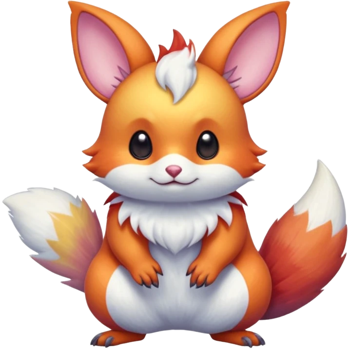  Shiny iridescent light warmly colored reddish-orange-gold-gradients vibrant colorful pastel flourishing flurry fuzzy Absol-Minccino-Furret-Zangoose-Chinchilla-Stitch-fusion-animal-Fakémon-hybrid-creature  emoji