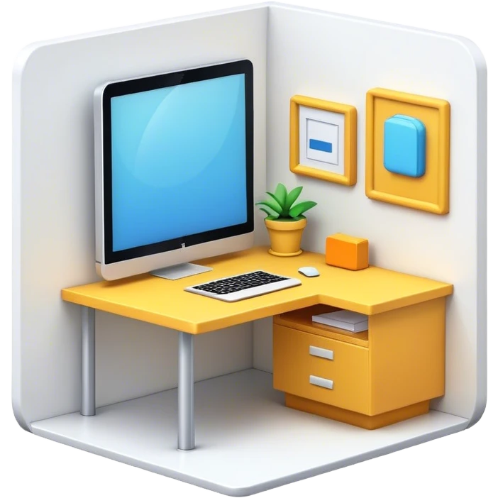 3d room. in it a desk emoji
