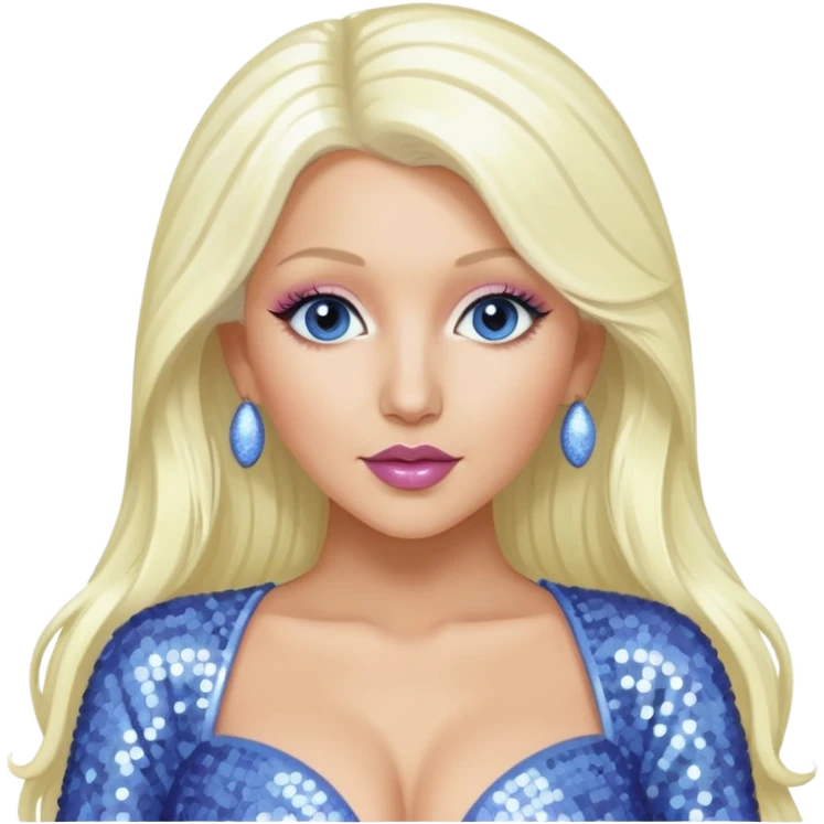 Christina Aguilera with long platinum blonde hair, periwinkle sequin outfit  emoji