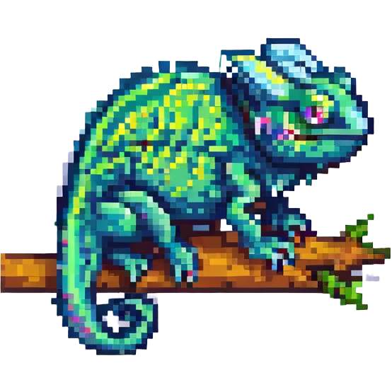 pixel art chameleon, vibrant colors, simple background emoji