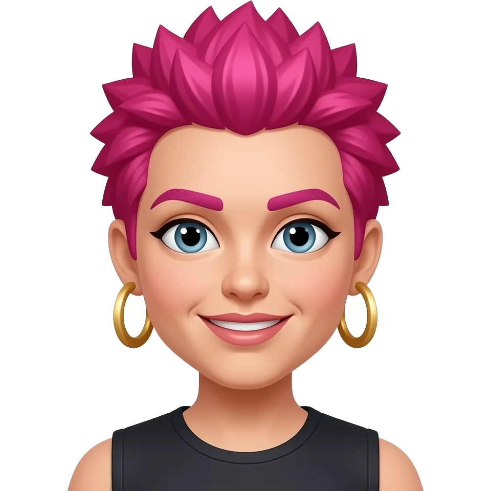 pink short very spiky haired woman, with big hoop earrings emoji