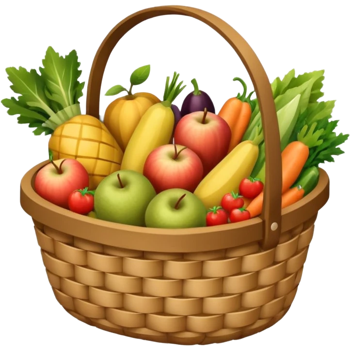 wicker basket with groceries, no pattern on the bag emoji