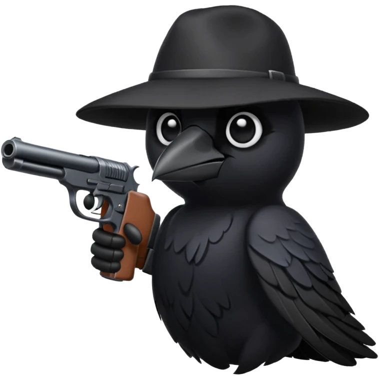 crow aiming a gun emoji