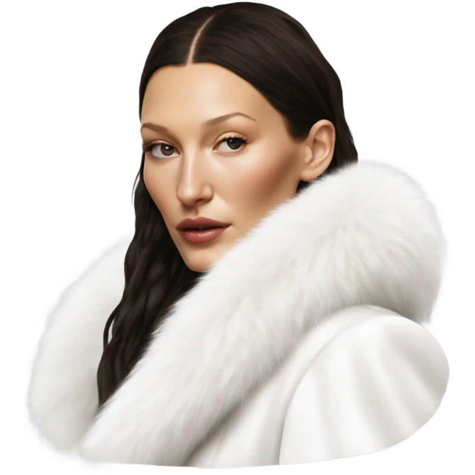 Bella hadid in white fur, minimalist style  emoji