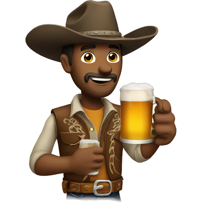 Cowboy drinking beer emoji