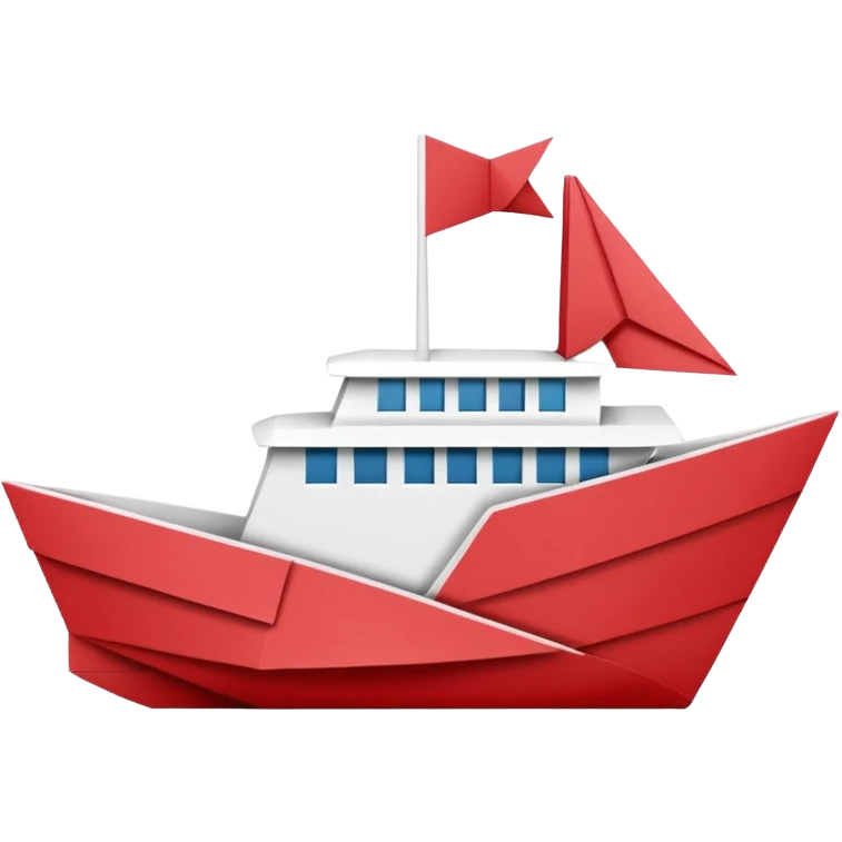 un bateau rouge et blanc en origami emoji
