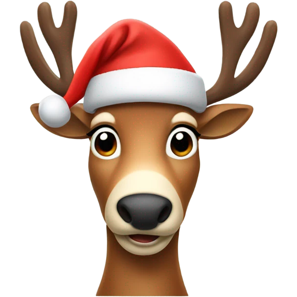 Reindeer with a Santa hat emoji