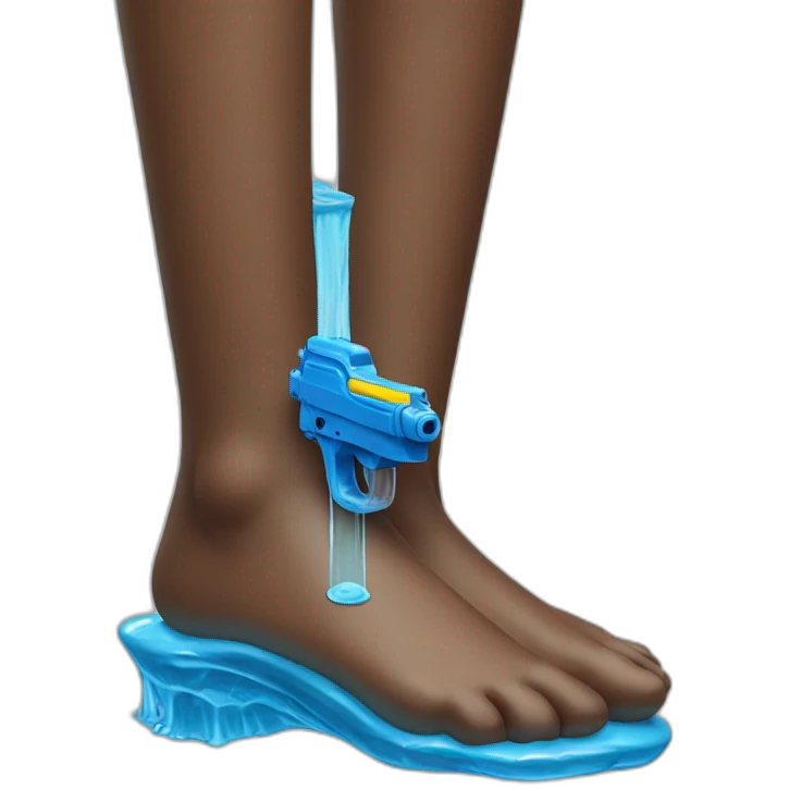 Foot holding a water pistol emoji