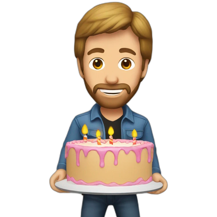 Chuck Norris with birthday cake emoji