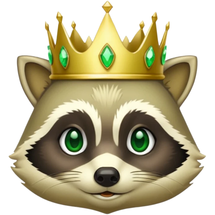 Bright green Racoon , with jewelled gold crown emoji