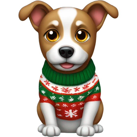 Dog wearing Christmas sweater emoji