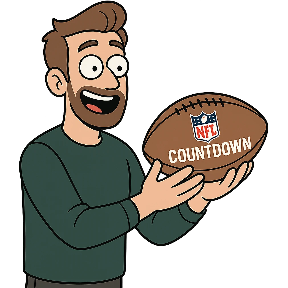 stylized football with the 'NFL Countdown' logo, clean vector art, flat toon style emoji