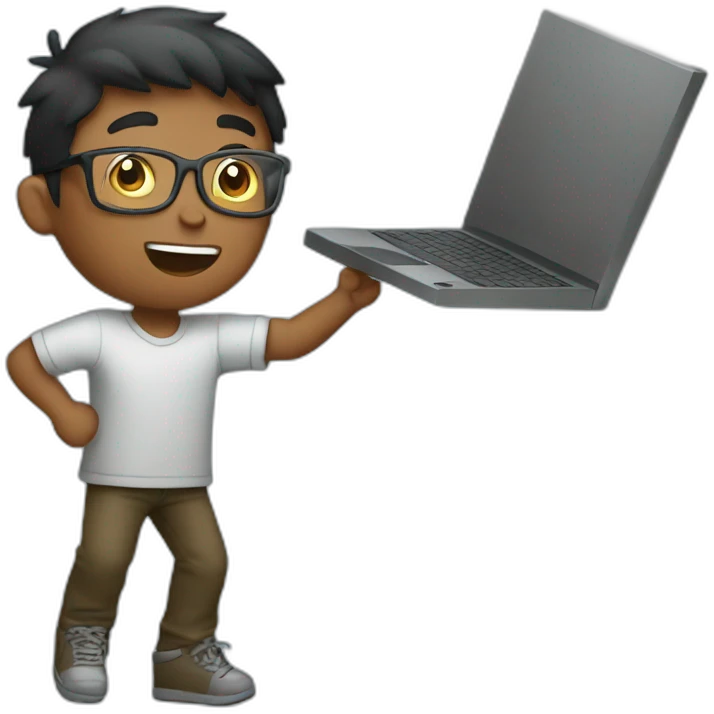 boy throwing laptop in trashbim emoji