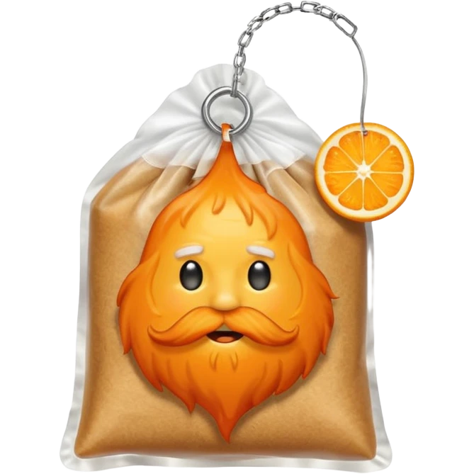 a teabag with orange beard emoji