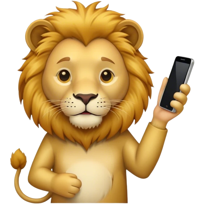 short lion with phone emoji
