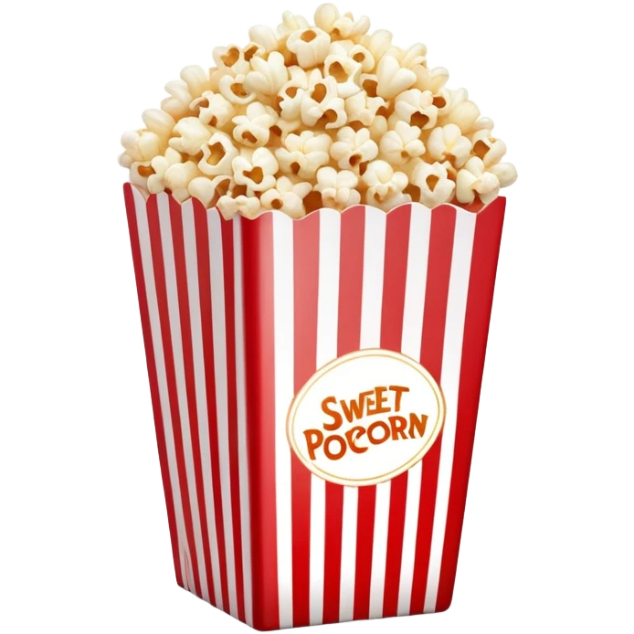minimalist sweet popcorn in a red and white vertically striped package, simple clean design, fewer details emoji