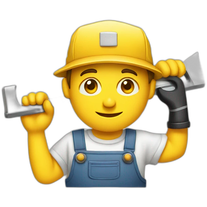 a Carpenter with yellow hat with a saw emoji