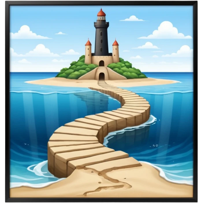 the sea is split in half. left and right side tower up, in the middle is a path on the floor of the sea emoji