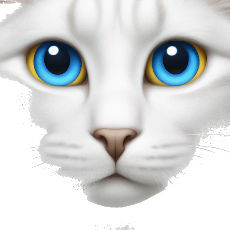 White cat with Blue eyes and yellow nose  emoji