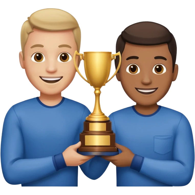 winner ceremony with one guy handing another guy a trophy emoji