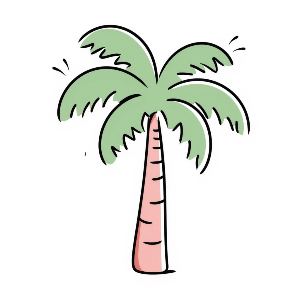 palm tree with pastel pink trunk and pastel green leaves emoji