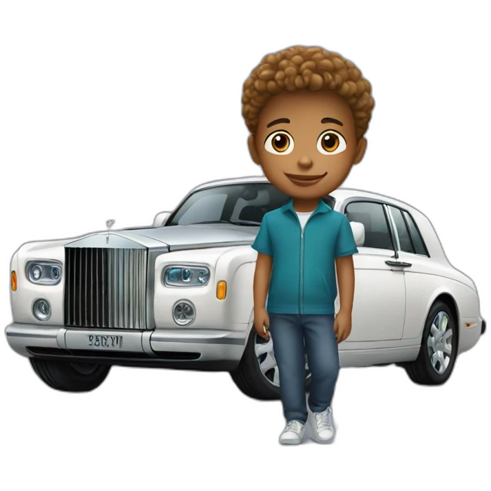 kid near rolls royce emoji