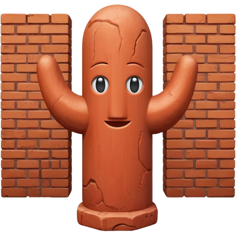 Ancient erect penis statue, red brick pattern/color emoji