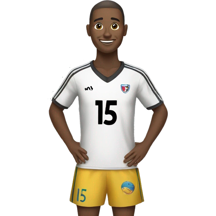 A person happy wearing a soccer jersey with the number 15 written on it emoji