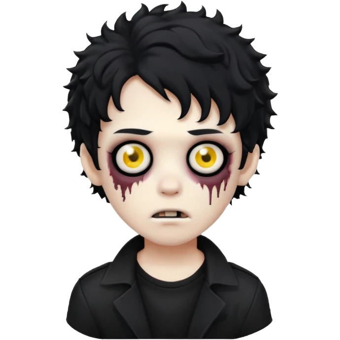 boy zombie with curly black hair emo emoji