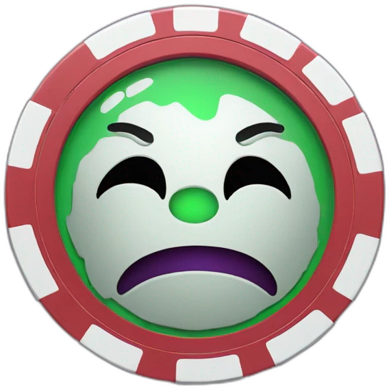 a casino chip with cartoon face emoji