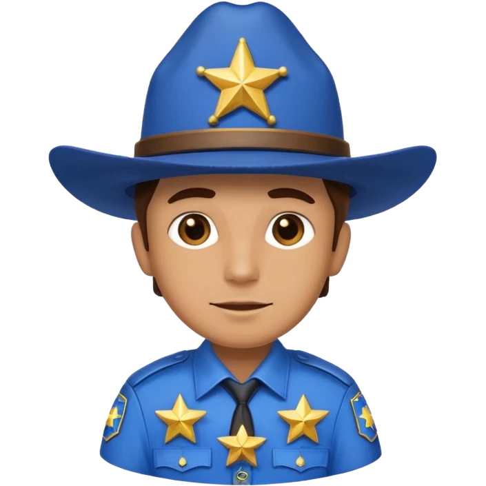 Sheriff with shiny blue star badge and blue hat emoji