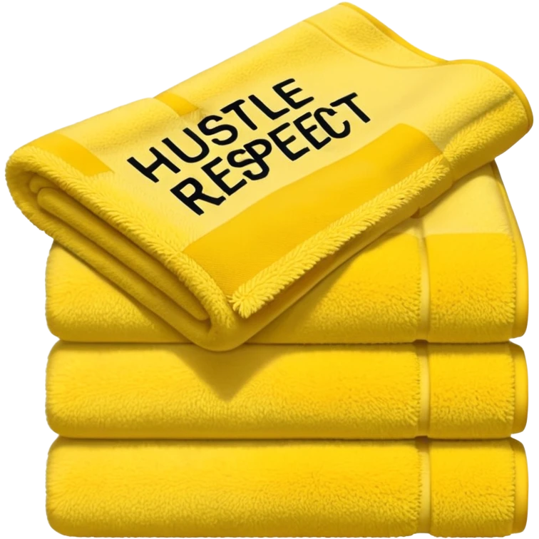 A Yellow Towel with the words “Hustle Loyalty respect” emoji
