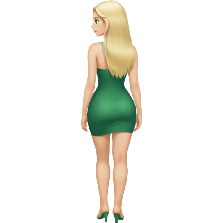 Naked woman long blonde hair green eyes full body looking back big butt  emoji