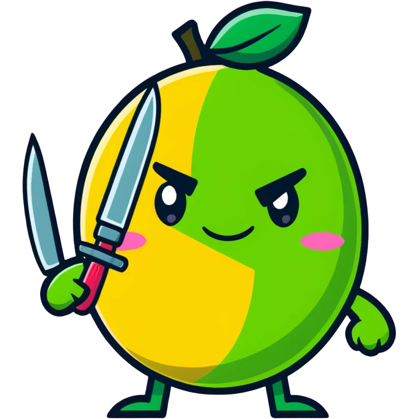 pink angry lemon with a knife emoji
