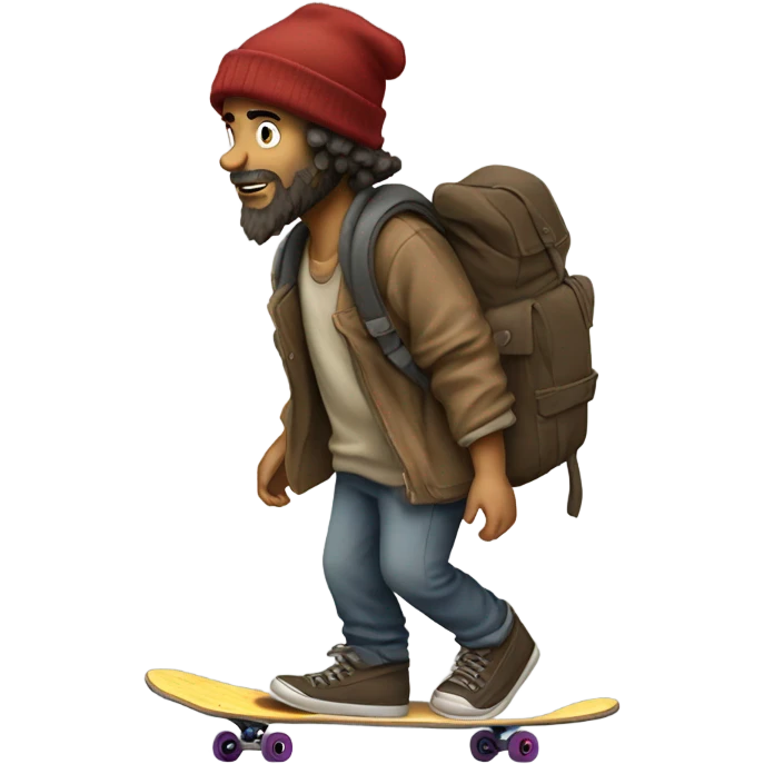 Skateboarding hobo emoji