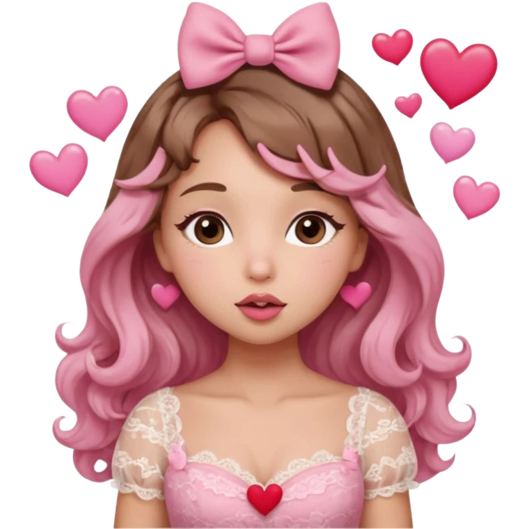 อ่อนโยน ขี้อ้อน เชื่อในความรัก
ลุคอิโมจิ:

ดวงตาน้ำตาลอมชมพู หวานฉ่ำ

แก้มชมพู หัวใจลอยรอบตัว

ผมลอนนุ่ม มีโบว์ / ที่คาดผม

เดรสพริ้ว ลูกไม้

ท่าเป่าจุ๊บ
ฟีล: Valentine girl, soft love energy emoji