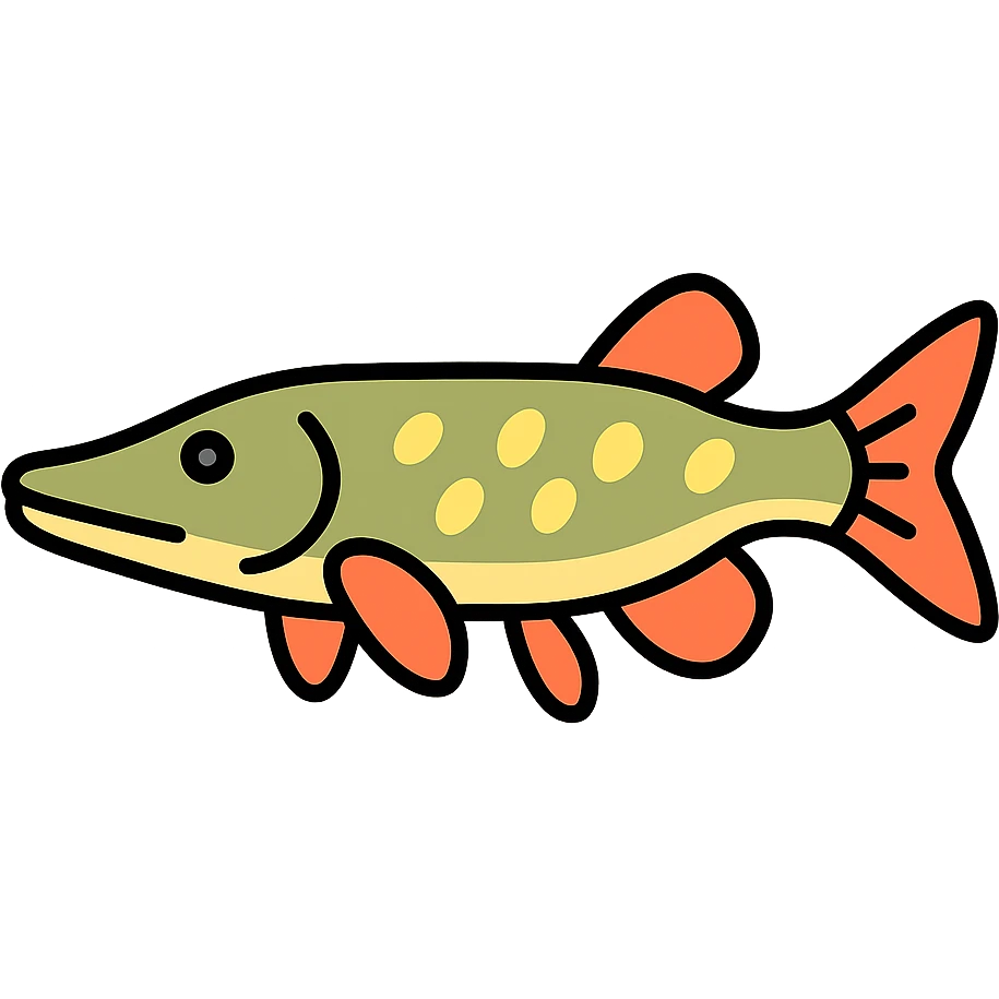 color outline icon of a pike fish emoji