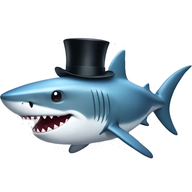 Shark with a top hat emoji