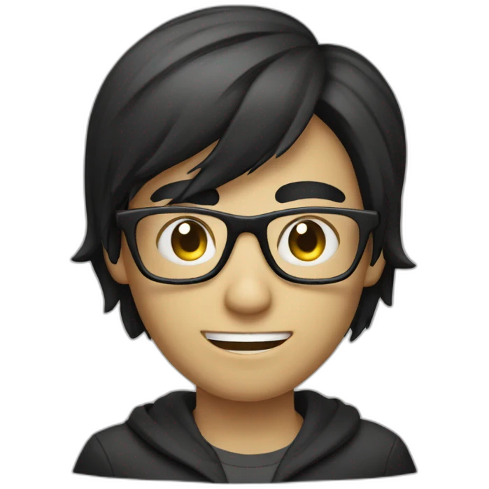 Doxxer hacker with glasses and black hair emoji