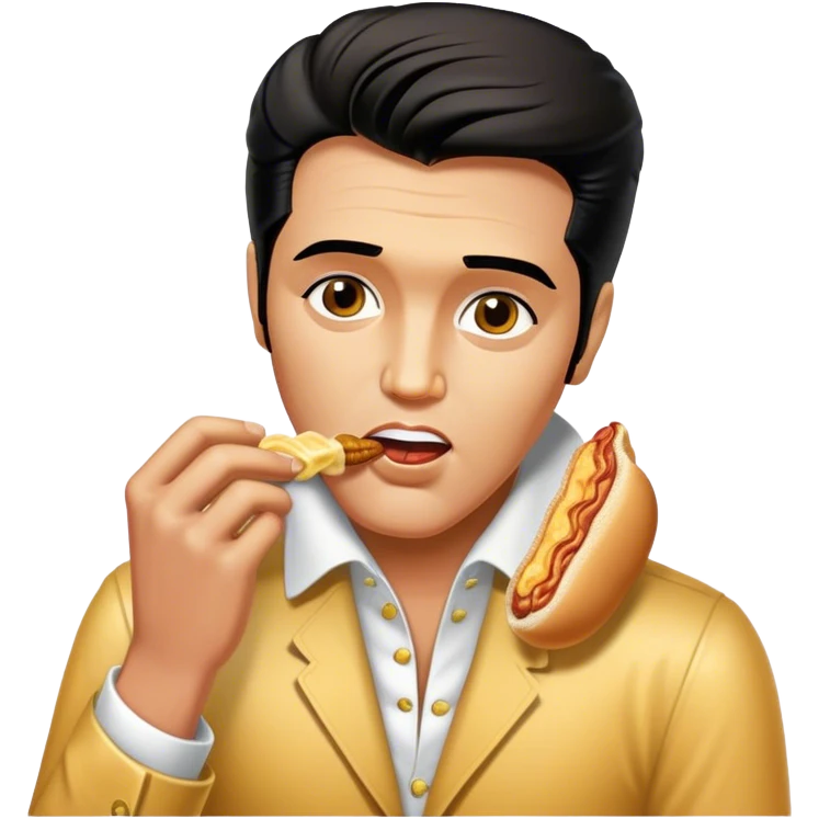 Elvis Presley eating a peanut butter banana bacon sandwich emoji