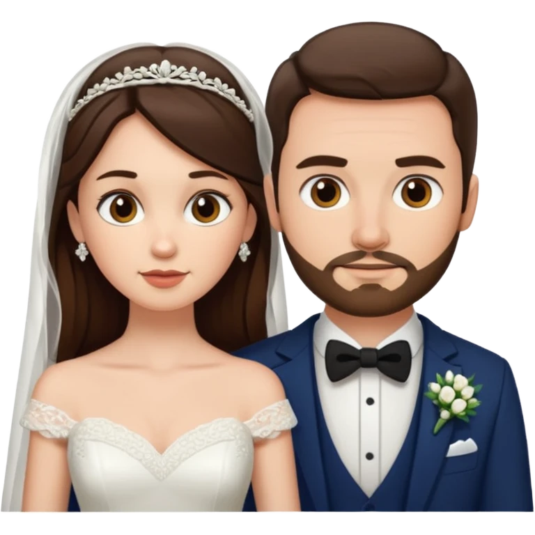 scottish man with stubble, brunette woman wedding emoji