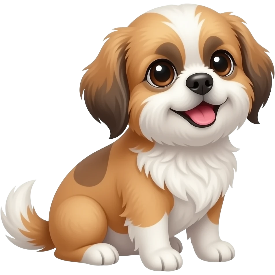 whole body,looking on right , sitting, happy, Shih Tzu emoji