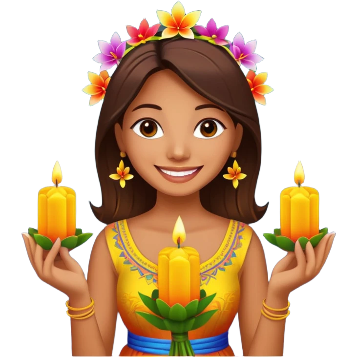 Beautiful woman emoji holding a krathong emoji