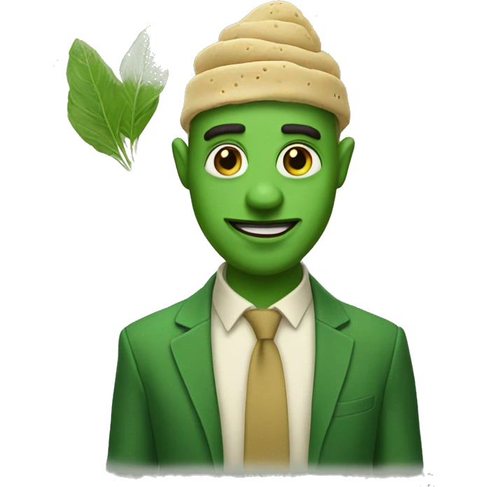 a god named "Hummus Green". He is made of hummus with plant-based features emoji